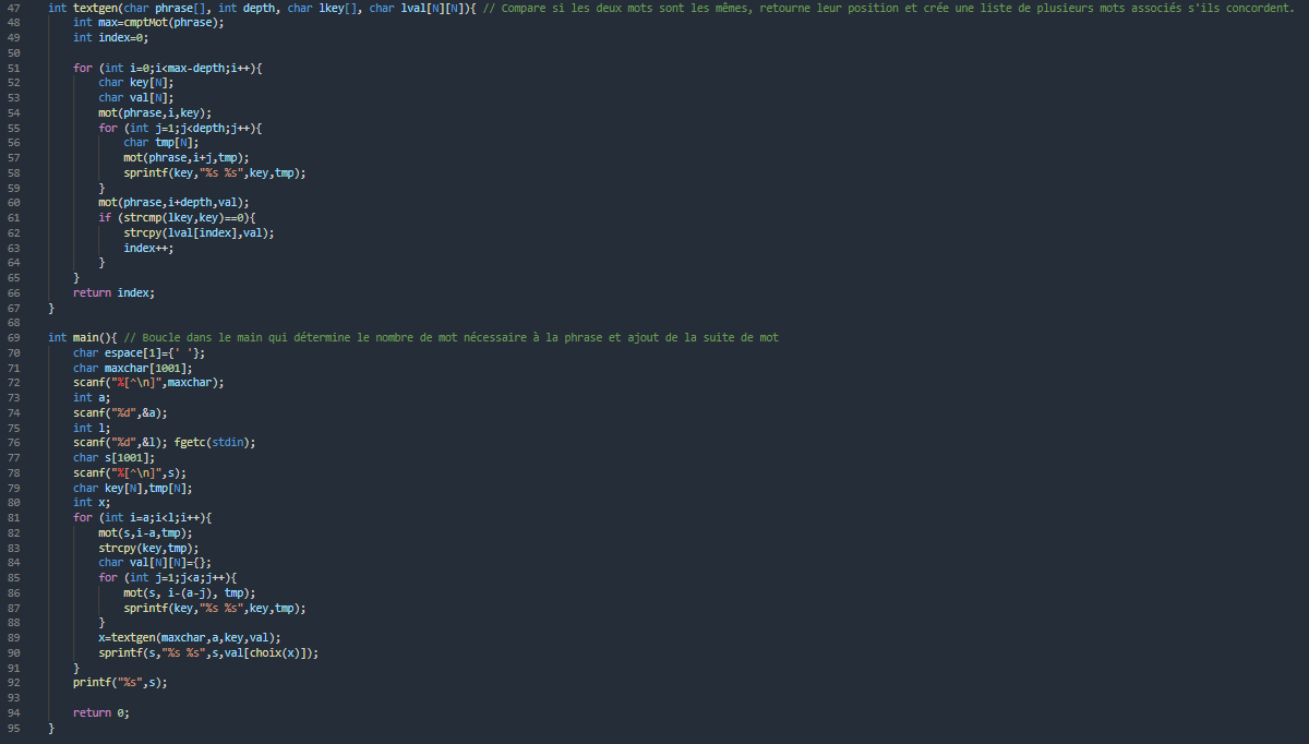 Résolution du Markov Text Generation